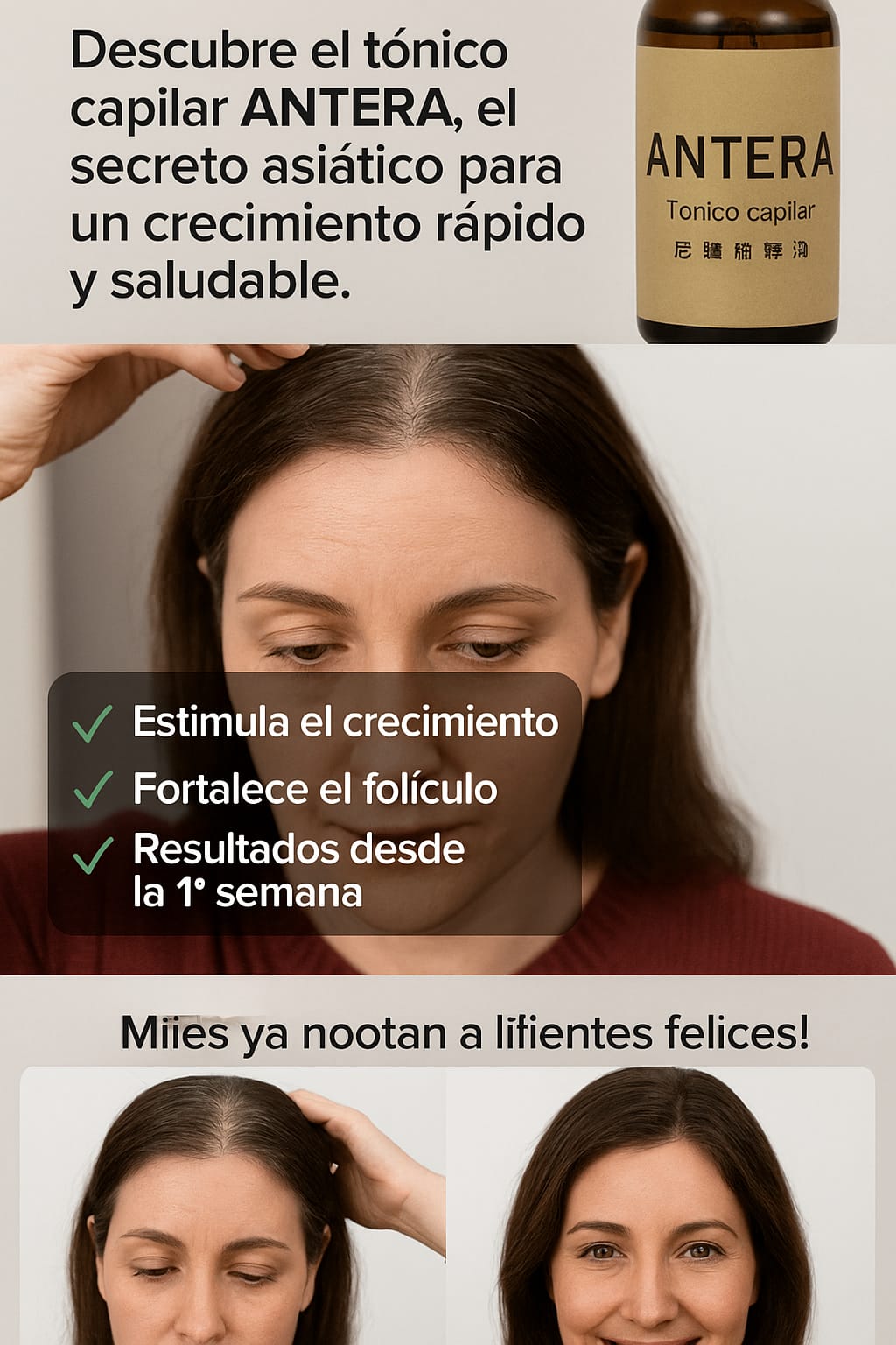Cabello ralo o con entradas? ✋ Antera hace crecer hasta el último folículo 😱” Pago Contra entrega
